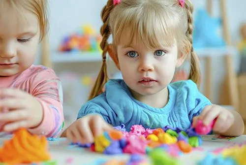 Fillette qui joue en crèche privée