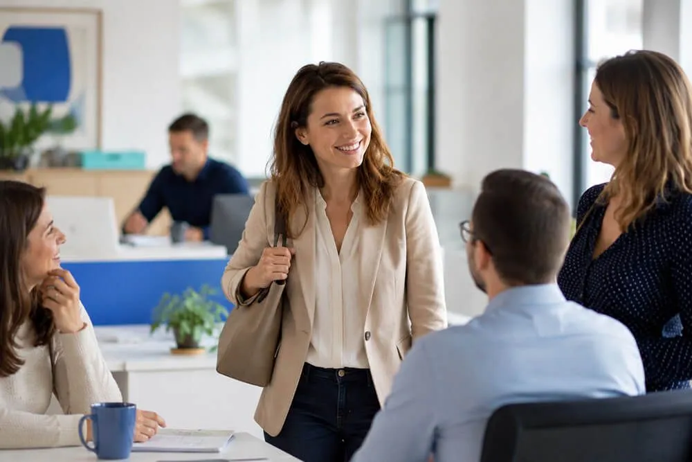 Salariée heureuse de retour au travail